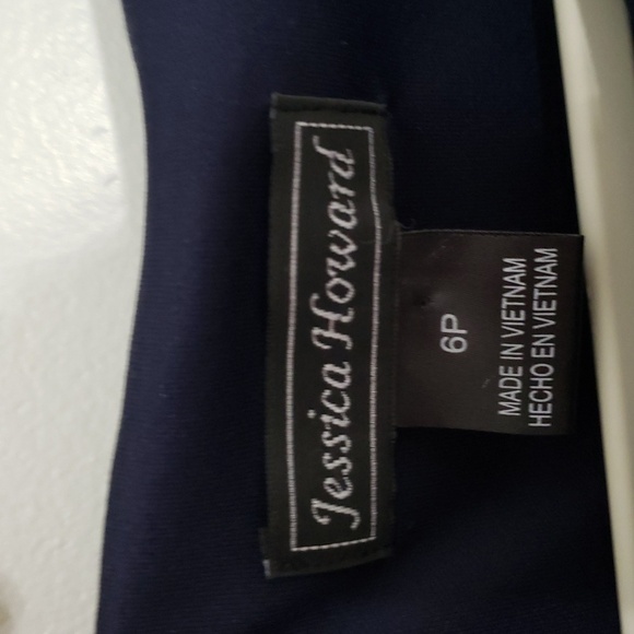 Jessica Howard Fit and Flare Dress 6P Petite Navy Blue Multicolor Colorblock - Picture 10 of 16